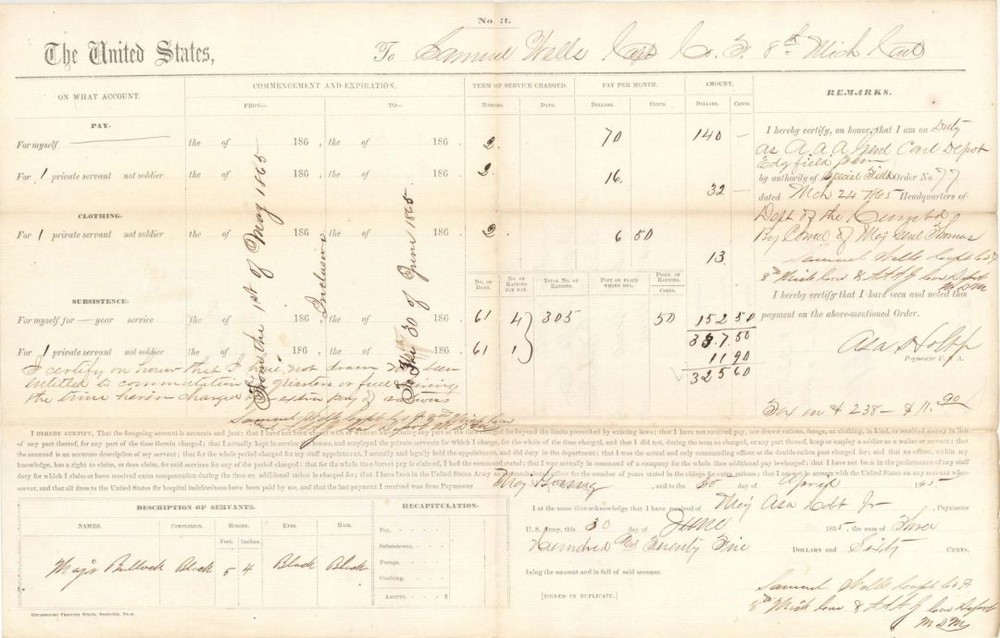 1865 Civil War Soldier Payment Record - Original Historical Document-image